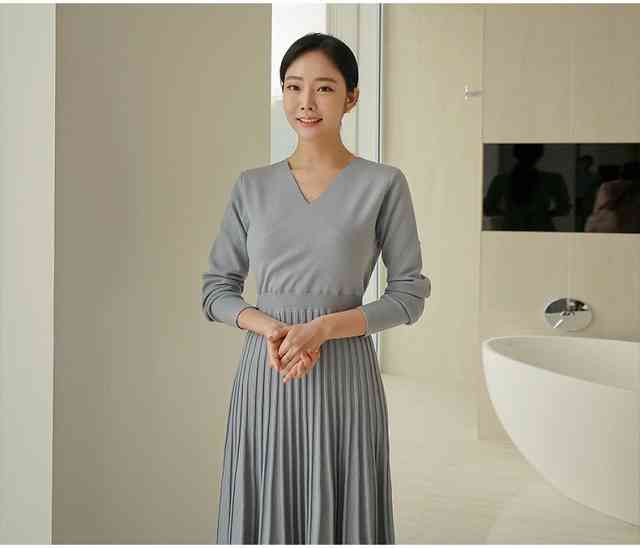 プリーツスカート ワンピース レディースニットワンピース 秋冬 ロングワンピース 長袖 秋 ニット ワンピース 大きいサイズ ラップデザの通販はau Pay マーケット Tresor