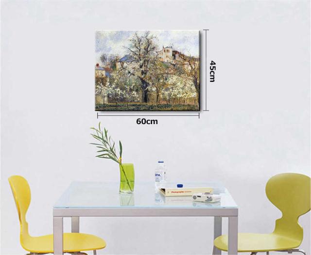 カミーユ・ピサロ 『春 プラムの花咲く菜園、ポントワーズ』 絵画 風景画 ファブリックパネル インテリア 絵 アートフレーム プリキャンバス複製画 人気45×60cm 壁掛け おしゃれ 玄関 リビング アートパネル 店舗 プレゼント 送料無料_2