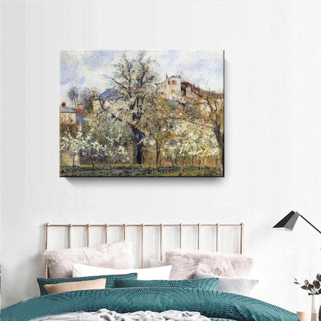 カミーユ・ピサロ 『春 プラムの花咲く菜園、ポントワーズ』 絵画 風景画 ファブリックパネル インテリア 絵 アートフレーム プリキャンバス複製画 人気45×60cm 壁掛け おしゃれ 玄関 リビング アートパネル 店舗 プレゼント 送料無料_6