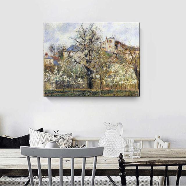 カミーユ・ピサロ 『春 プラムの花咲く菜園、ポントワーズ』 絵画 風景画 ファブリックパネル インテリア 絵 アートフレーム プリキャンバス複製画 人気45×60cm 壁掛け おしゃれ 玄関 リビング アートパネル 店舗 プレゼント 送料無料_7