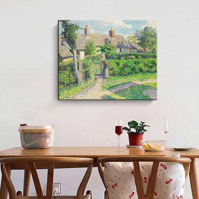 カミーユ・ピサロ 『エラニーの農家』 絵画 風景画 ファブリックパネル インテリア 絵 アートフレーム プリキャンバス複製画 人気50×60cm 壁掛け おしゃれ 玄関 リビング アートパネル 店舗 プレゼント 送料無料