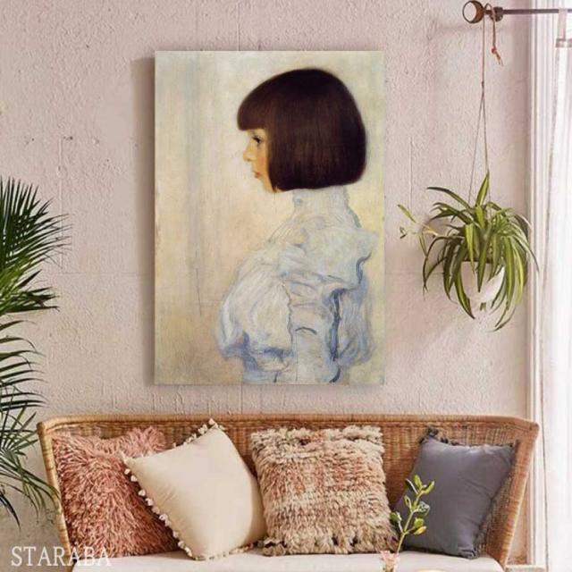 グスタフ クリムト ヘレーネ・クリムトの肖像 名画 絵画 40cm×60cm ファブリック インテリア 人気 壁掛け 装飾 ホテル カフェ 旅館 リビング オシャレ アートパネル 送料無料