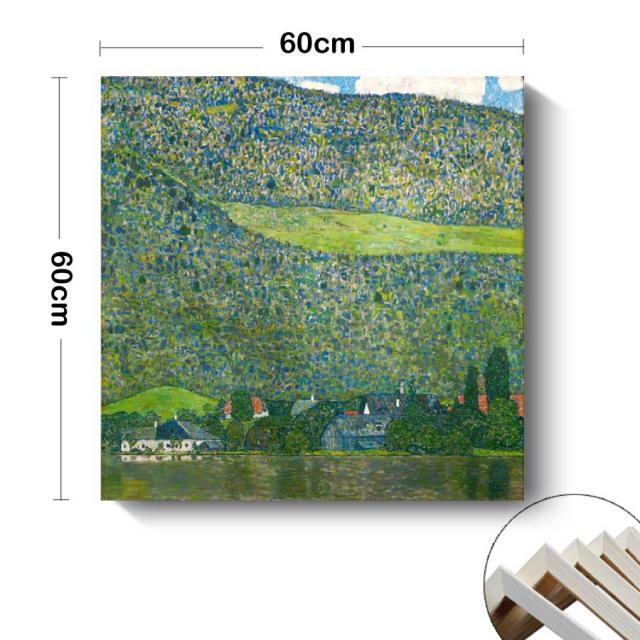 グスタフ クリムト アッター湖畔のリッツルベルク 名画 絵画 60cm×60cm ファブリック インテリア 人気 壁掛け 装飾 ホテル カフェ 旅館 リビング オシャレ アートパネル 送料無料_5