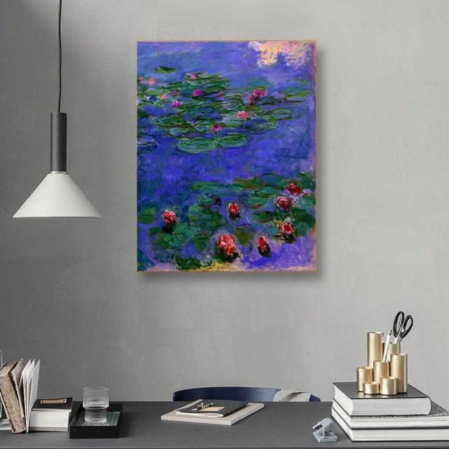 クロード モネ 睡蓮 パネル 40cm×50cm 名画 絵画 インテリア 油絵 風景画 壁掛け 装飾 ホテル カフェ リビング ファブリック アートパネル プレゼント 母の日 送料無料_2