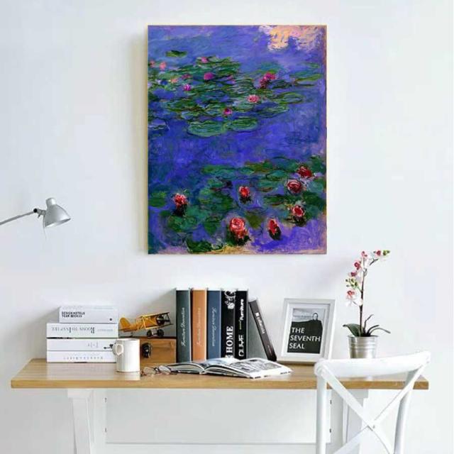 クロード モネ 睡蓮 パネル 40cm×50cm 名画 絵画 インテリア 油絵 風景画 壁掛け 装飾 ホテル カフェ リビング ファブリック アートパネル プレゼント 母の日 送料無料_4