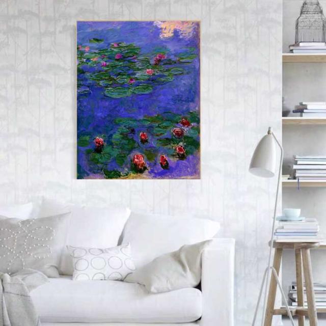 クロード モネ 睡蓮 パネル 40cm×50cm 名画 絵画 インテリア 油絵 風景画 壁掛け 装飾 ホテル カフェ リビング ファブリック アートパネル プレゼント 母の日 送料無料_5