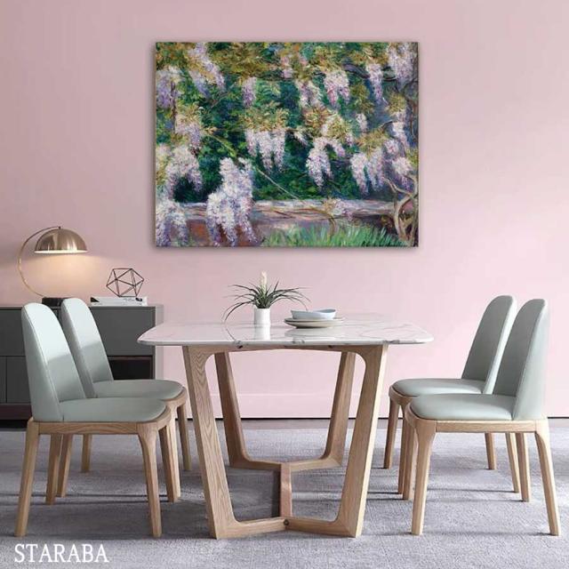 クロード モネ ジヴェルニーのウィスタリア パネル 40cm×50cm 名画 絵画 インテリア 油絵 風景画 壁掛け 装飾 ホテル カフェ リビング ファブリック アートパネル プレゼント 母の日 送料無料