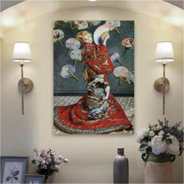 モネ ラ・ジャポネーズ 着物を着たカミーユ 油絵 風景画 壁掛け 名画 ファブリック パネル オシャレ インテリア アートパネル リビング プレゼント 送料無料