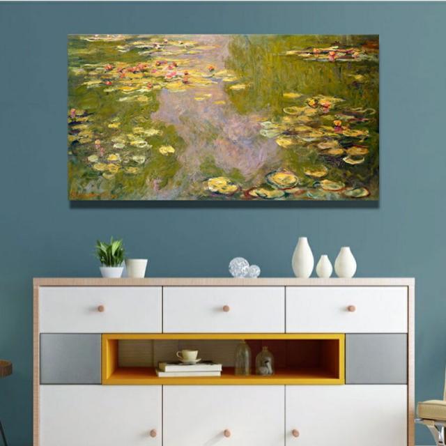 クロード・モネ 睡蓮 Water Lilies 油絵 風景画 壁掛け 名画 ファブリック オシャレ インテリア アートパネル プレゼント 送料無料