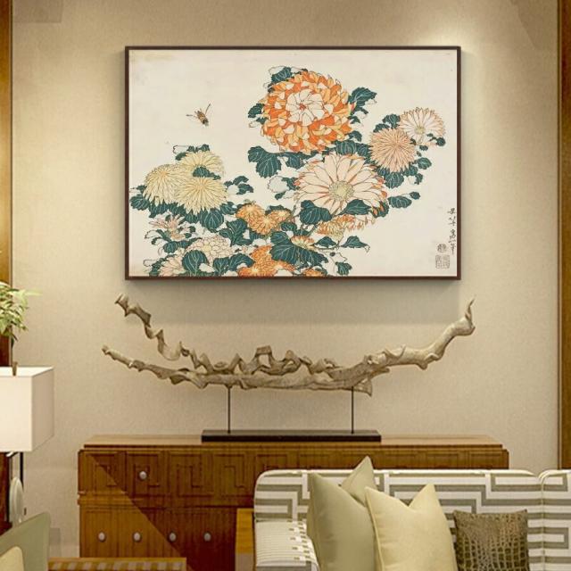 葛飾北斎「菊と蜂」60×50 風景画 壁掛け 名画 ファブリック オシャレ インテリア アートパネル プレゼント 送料無料の通販は 21,528円