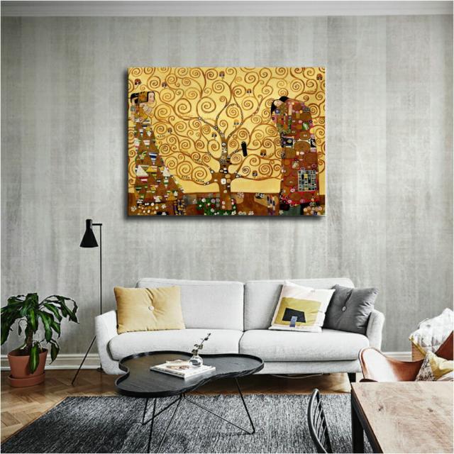 グスタフ クリムト 生命の樹 ファブリック パネル 名画 絵画 50cm×40cm インテリア ファブリック 人気 絵 壁掛け 装飾 ホテル カフェ 旅館 リビング オシャレ アートパネル プレゼント 送料無料