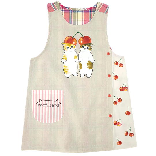 エプロン さくらんぼにゃんこ モフサンド キャラクター プリント