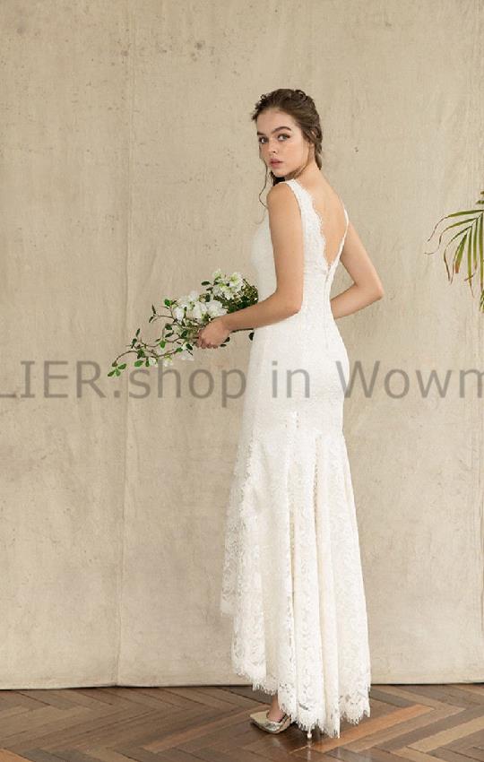 ウェディングドレス エレガントなハイ ローレースビーチウェディングドレスアイボリーホワイトブライダルガウンカスタム2 4 6 の通販はau Pay マーケット Allier Shop