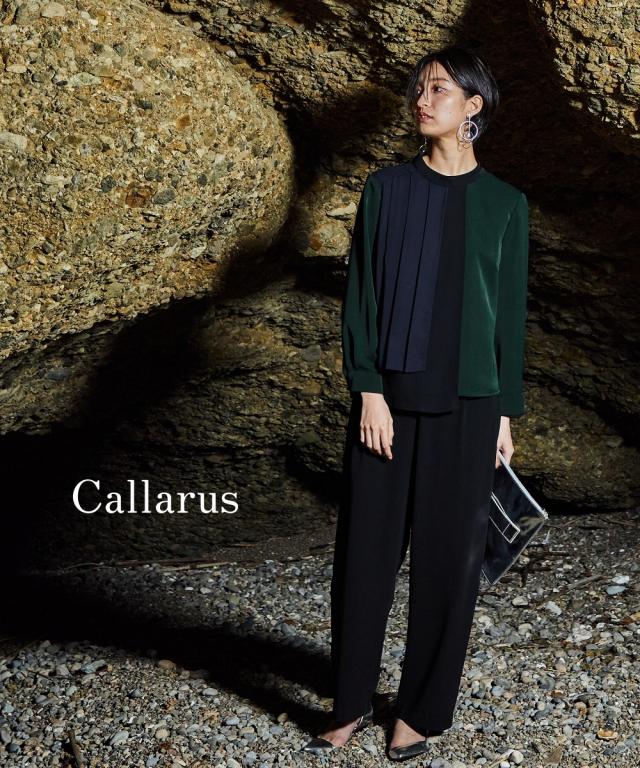 ドレス パンツ Asymmetry Pleats Blouse ＋ Wide Pants Setup Dress オフ系/グリーン系 S/M/L フォーマル セレモニー Callarus カラルス レディース ニッセン nissen