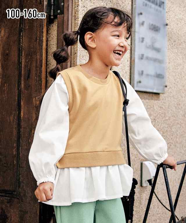 Tシャツ カットソー キッズ ベスト 重ね着風 トップス 女の子 子供服