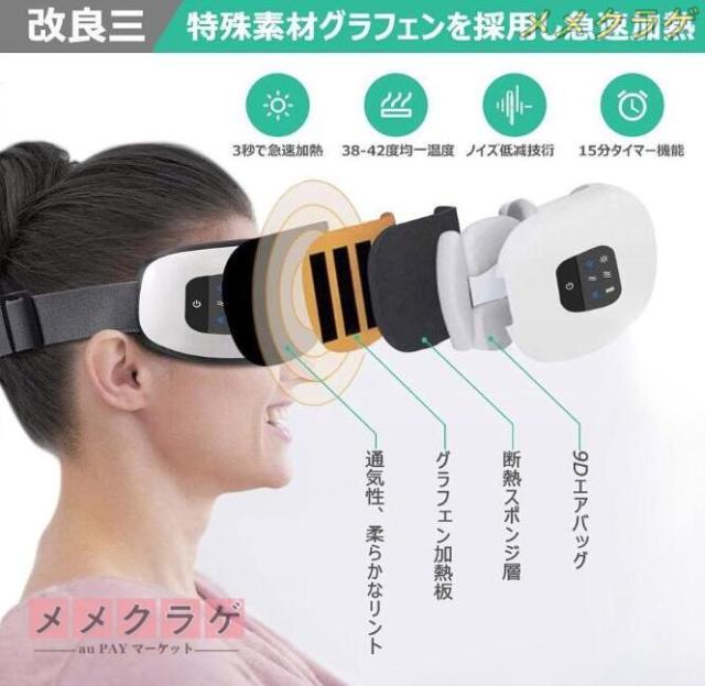 ホットアイマスク 目元マッサージャー 軽量 フェイススチーマー 温め機能 USB充電式 Bluetooth音楽 気圧機能 アイマッサージャー折りたたみ目元美顔器_5