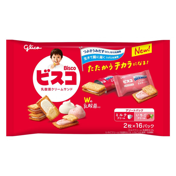 グリコ ビスコ 大袋 アソートパック 32枚 32コ入り 2025/04/08発売 (4901005004733c)