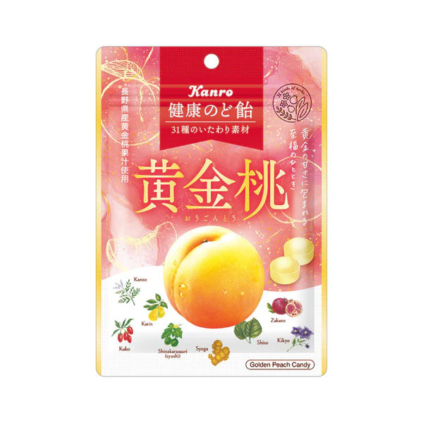 カンロ 健康のど飴黄金桃 80g 48コ入り 2026/02/23発売 (4901351002773c)