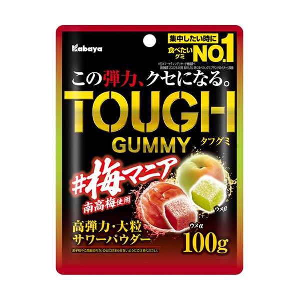 カバヤ タフグミ 梅マニア 100g 72コ入り 2024/09/24発売 (4901550271741c)