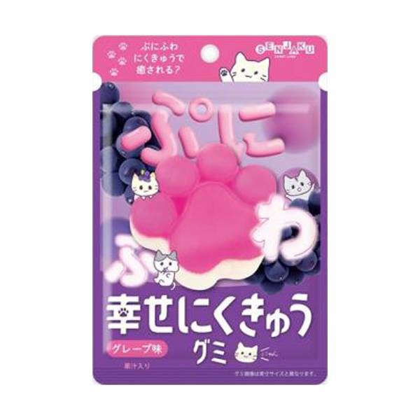 扇雀飴本舗 幸せにくきゅうグミ グレープ味 30g 72コ入り 2024/09/23発売 (4901650228652c)