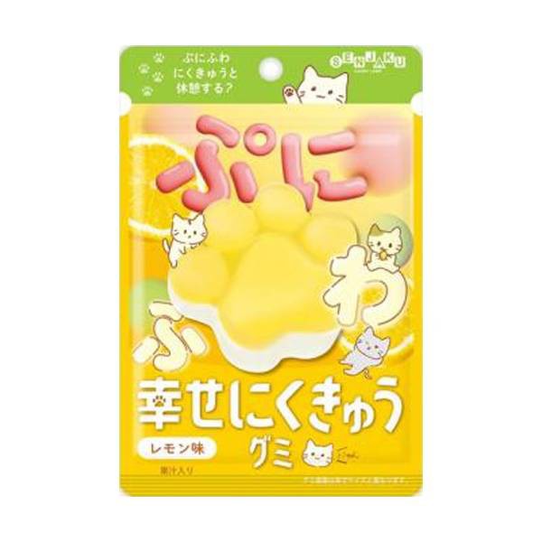 扇雀飴本舗 幸せにくきゅうグミ レモン味 30g 72コ入り 2024/09/23発売 (4901650228669c)