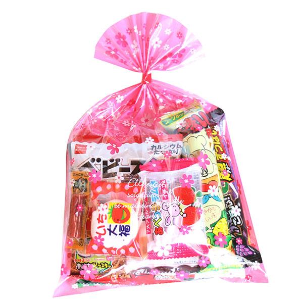 お菓子 詰め合わせ 花柄袋 370円 袋詰め おかしのマーチ