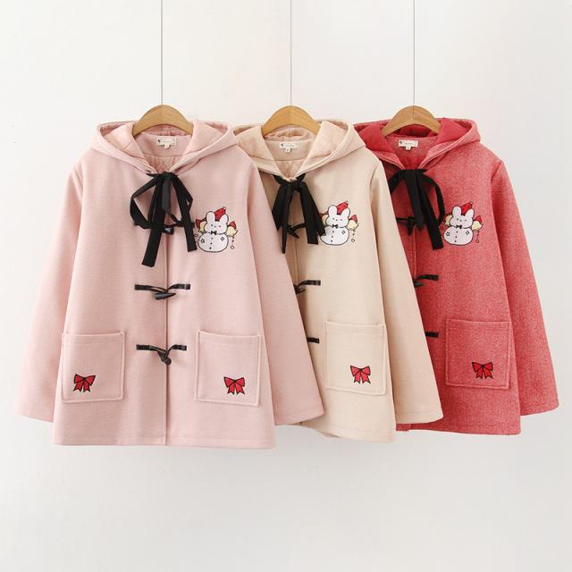 学院風 可愛い女の子 ポケットリボン刺繍 ダッフルコート 中綿 ジャケット フード付け 冬 アウター 暖かい パーカーコートブルゾンジャの通販はau Pay マーケット Mini House Au Pay マーケット店