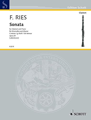 「非常に良い」フェルナンド・リース : ソナタ ト短調 作品29 (クラリネット、ピアノ) シ (中古品)