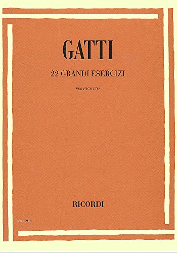 (未使用･未開封品)ナザリーノ・ガッティ : 22の練習曲 (ファゴット教則本) リコルディ出版 未使用品」ナザリーノ・ガッティ : 22の練習曲 (ファゴット教則本