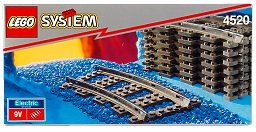 「非常に良い」LEGO 4520　Curved Rails For 9V Trains （9V トレイン用　カーブレール）(中古品)