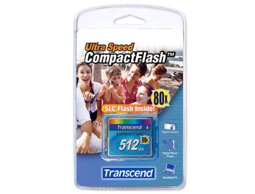 「未使用品」Transcend TS512MCF80 512MB CF CARD (80X TYPE I)(中古品)