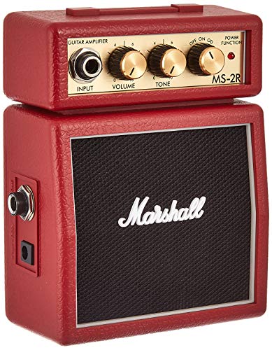 「ほぼ新品」Marshall ミニアンプリファイアー 赤いこと MS-2R 乾電池/アダプタ両相応う 受話器ジャ (中古品)