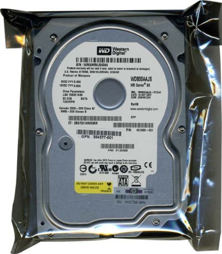 WESTERN DIGITAL 3.5in内蔵HDD 80GB Serial-ATA3.0Gb 7200rpm 8MB WD80(中古品)