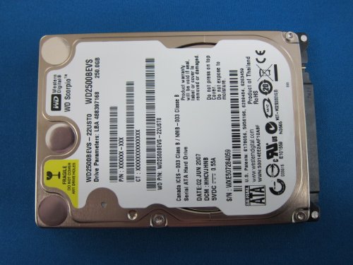 「未使用品」WESTERN DIGITAL 2.5インチ内蔵HDD 250GB Serial-ATA/150 5400rpm 12.0ms 8(中古品)