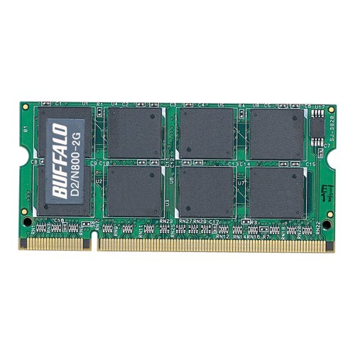 「未使用品」BUFFALO ノートパソコン用DDR2メモリー   2GB   PC2-6400 800MHz 200Pin (中古品)