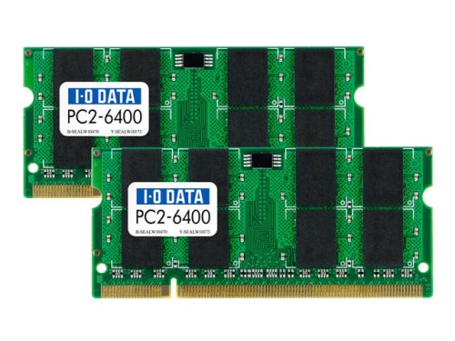 I-O DATA PC2-6400(DDR2-800)対応 200ピン S.O.DIMM 2GBx2 SDX800-2GX2(中古品)の通販は