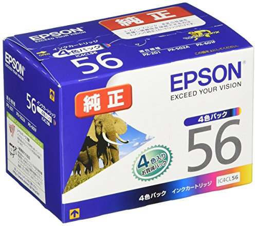 「未使用品」エプソン 純正 インクカートリッジ ゾウ IC4CL56 4色パック(中古品)