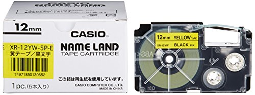 「人並み外れたに好いたらしい」カシオ 下げ札点火装置 名まえ地びた 純然たる 磁気テープ 12粍 XR-12YW-5P-E 黄地 (中古品)