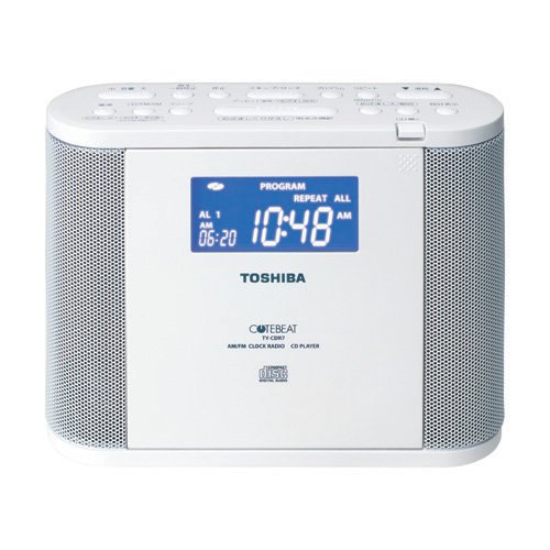 「ほぼ新品」TOSHIBA CDラジオ(クロック付) CUTEBEAT ホワイト TY-CDR7(W)(中古品)