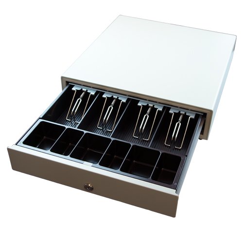 「未使用品」ビジコム 国産 キャッシュドロア プリンタ接続 4札/6硬貨 幅40.5cmｘ奥行42(中古品)
