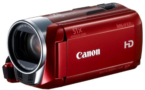 Canon デジタルビデオカメラ iVIS HF R31 レッド 光学32倍ズーム フルフラ (中古品)