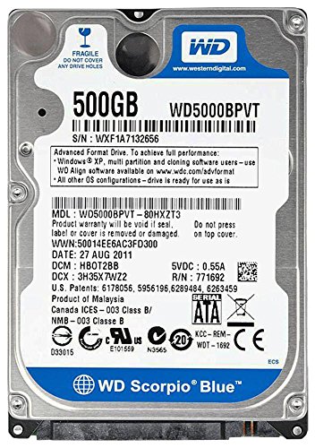 「非常に良い」Western Digital WD5000BPVT 2.5 " 500 Go serial_ata300 5400 trs/min(中古品)