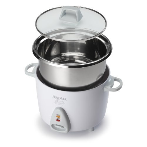 Aroma Simply Stainless 3-Cup(Uncooked) 6-Cup (Cooked) Rice Cooker, Whi(中古品)