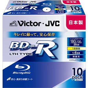 「非常に良い」ビクター 6倍速対応BD-R LTH TYPE 10枚パック 25GB ホワイトプリンタブルVi(中古品)