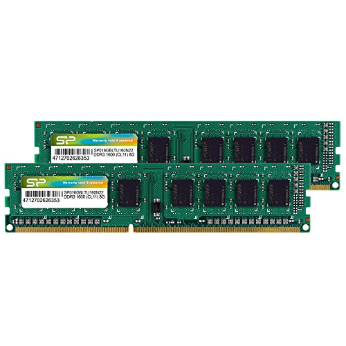 「非常に良い」シリコンパワー デスクトップPC用 メモリ DDR3 1600 PC3-12800 8GB x 2枚 ((中古品)