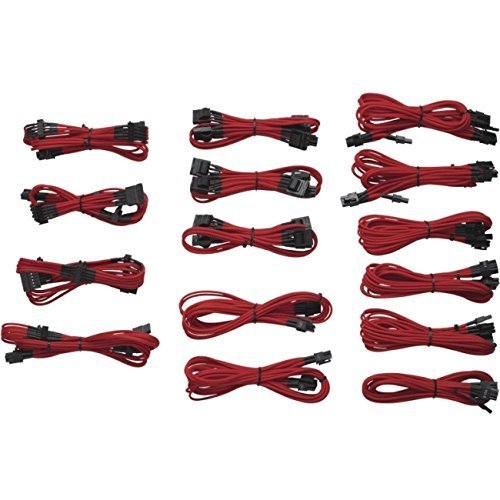 CORSAIR 専用スリーブケーブル CP-8920049 Cable Kit (RED)(中古品)の