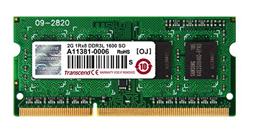 「未使用品」Transcend ノートPC用メモリ PC3L-12800 DDR3L 1600 2GB 1.35V (低電圧) - (中古品)