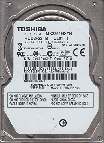 「非常に良い」MK3261GSYN A0/MH001M HDD2F23 B UL01 T Toshiba 320GB SATA 2.5 ハードド (中古品)