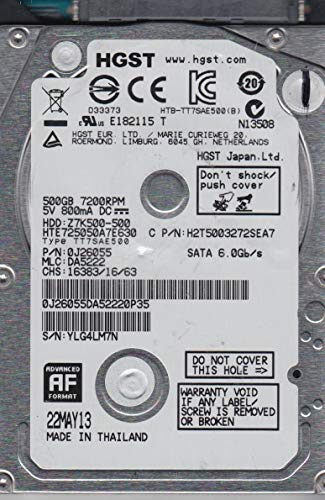 「非常に良い」HTS725050A7E630 Hitachi Travelstar Z7k500 500gb 7200rpm 2.5インチ 32mb(中古品)