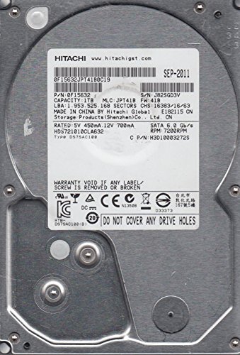 「非常に良い」hds721010cla632、PN 0?F15632、MLC jpt41b、Hitachi 1tb SATA 3.5ハードド(中古品)